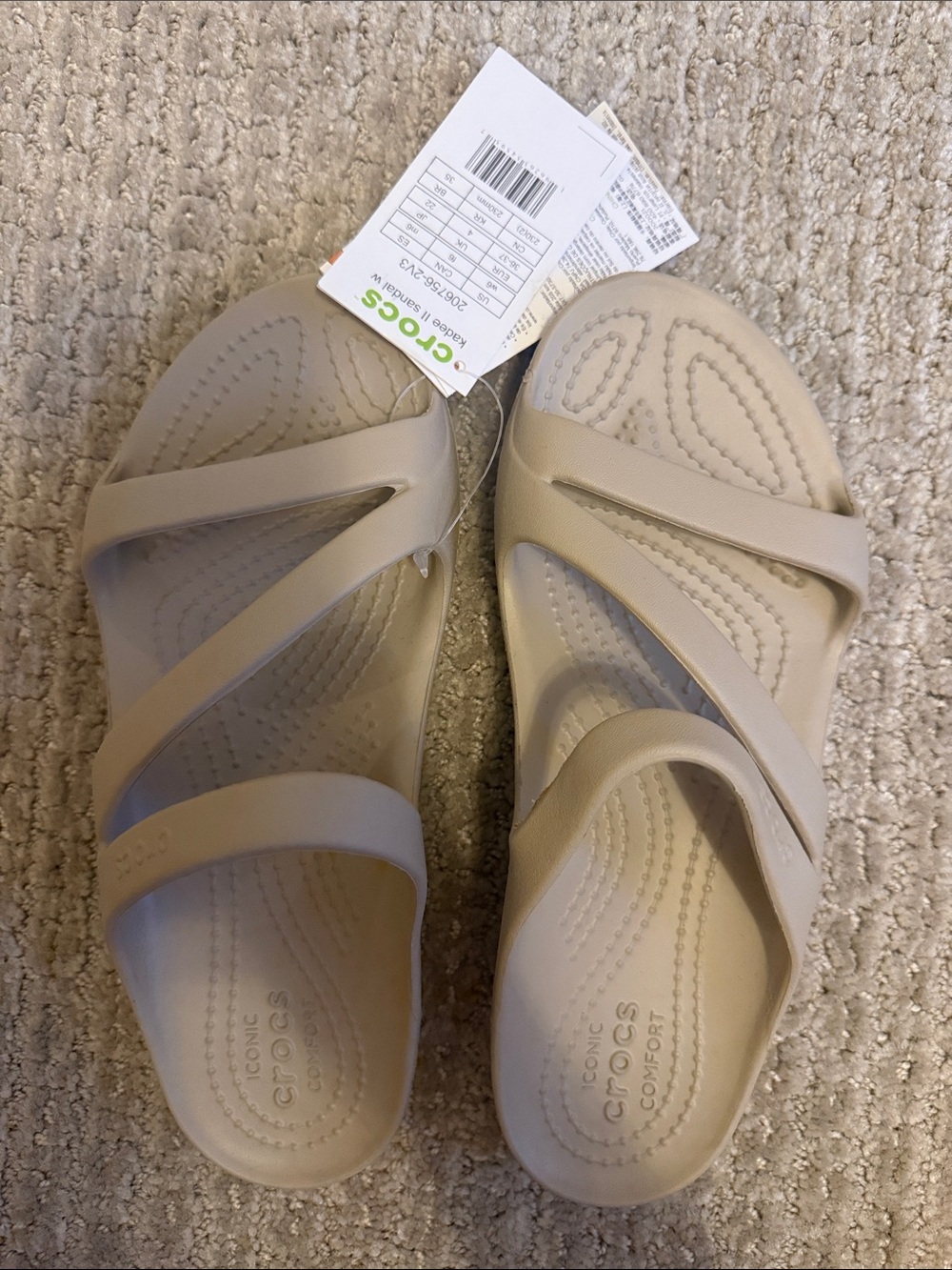 CROCS Women’s Strappy Slide Sandals — Light Taupe